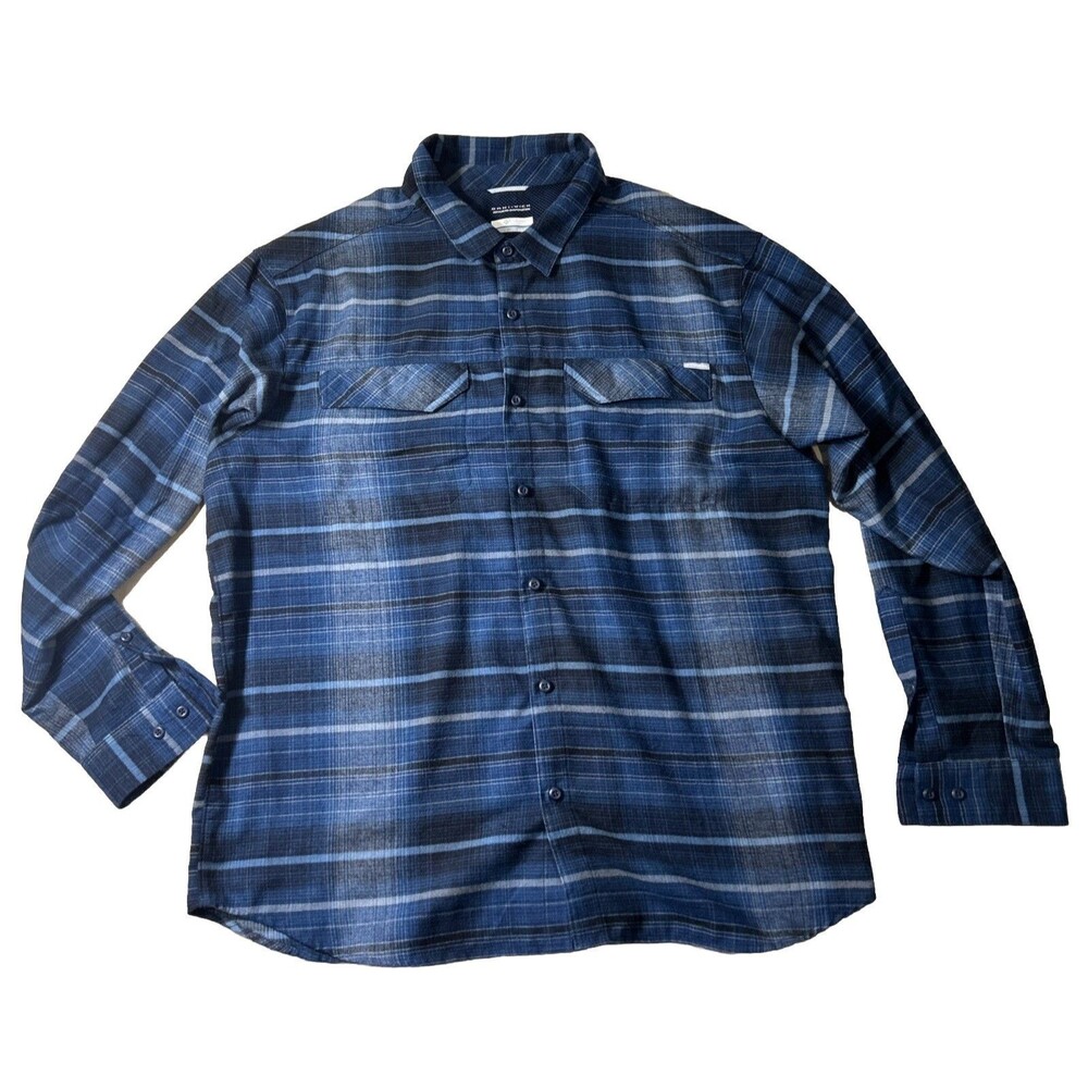 Columbia Shirt Mens Medium Blue Omni-Shade Long Sleeve Fishing Hiking UPF Vented